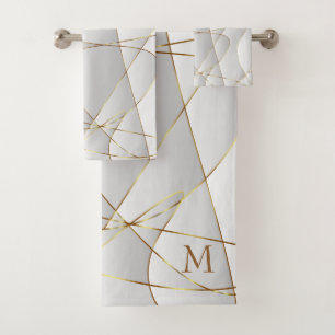 White And Gold Abstract Background Bath Towel Set