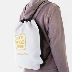 White and Gold   Add Your Logo Promotional Gift Drawstring Bag