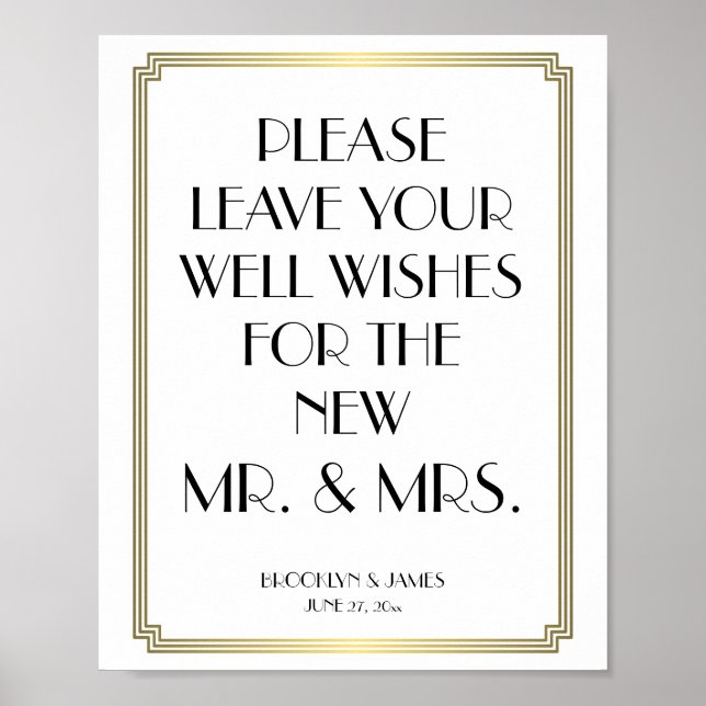 White And Gold Art Deco Gatsby Guestbook Sign 8x10 (Front)
