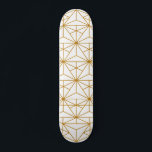 White and gold art deco geometric pattern skateboard<br><div class="desc">A slightly retro yet modern art deco white and gold pattern.</div>