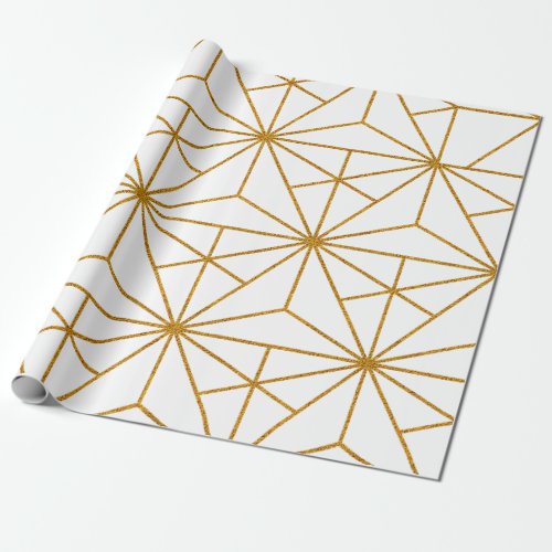 White and gold art deco geometric pattern wrapping paper