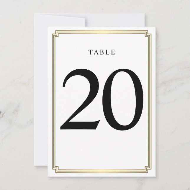 White And Gold Art Deco Table Number (Front)