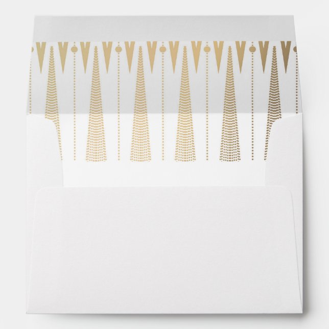 White and Gold Art Deco Vintage Wedding Envelope (Back (Bottom))
