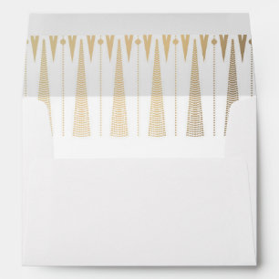 White and Gold Art Deco Vintage Wedding Envelope