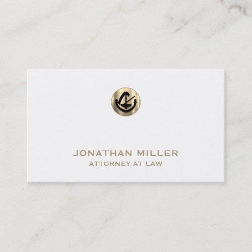White and Gold Attorney Business Card