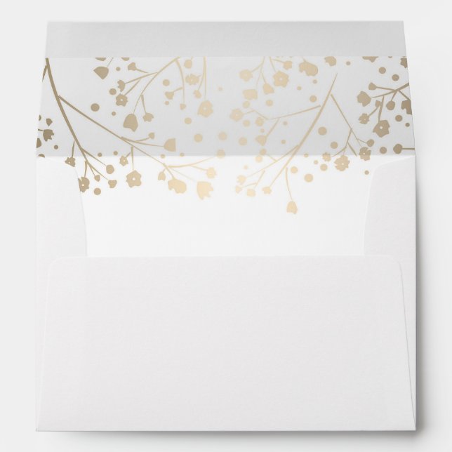 White and gold baby's breath wedding envelope (Back (Bottom))
