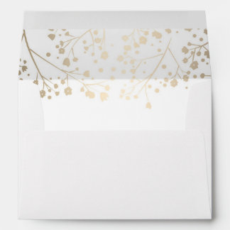 White and gold baby's breath wedding envelope