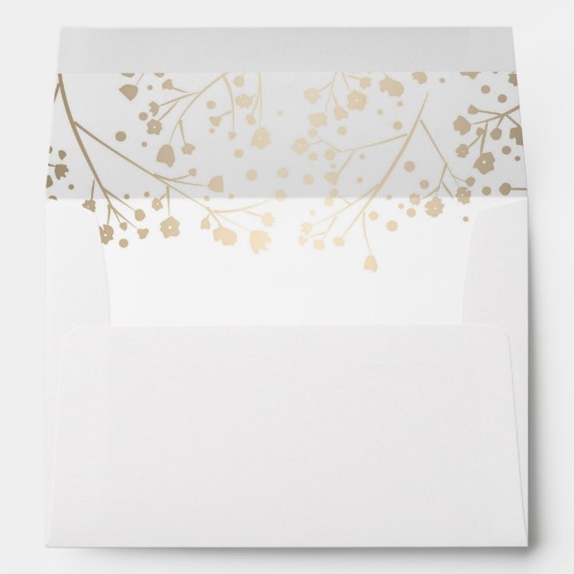 White And Gold Baby's Breath Wedding Envelope