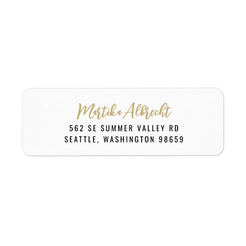 White and Gold  Bold Typography  Name Card Label