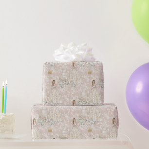 White and Gold Bridal Wedding  Wrapping Paper