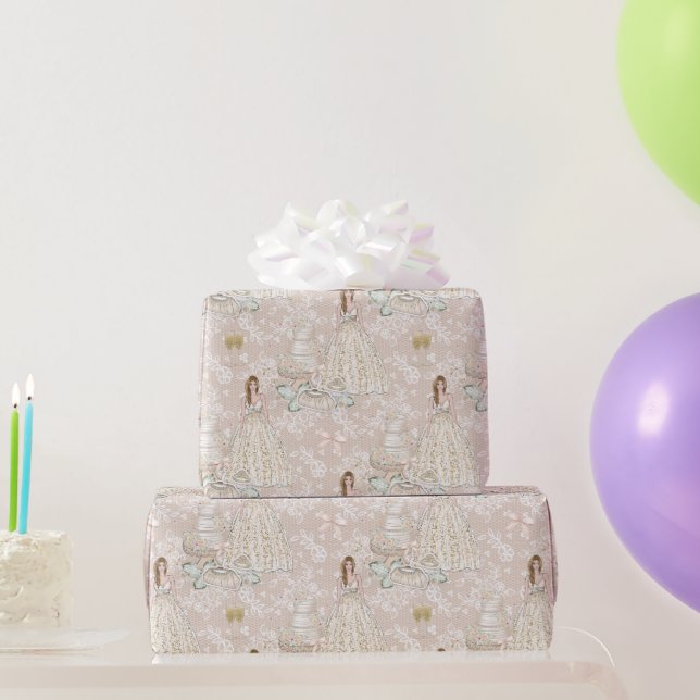 White and Gold Bridal Wedding  Wrapping Paper (Party Gifts)