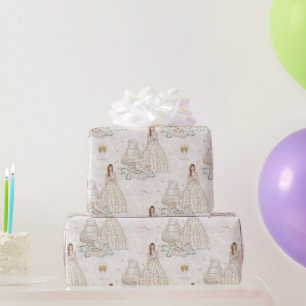 White and Gold Bridal Wedding  Wrapping Paper