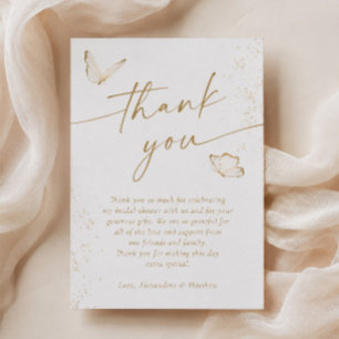 White and Gold Butterfly Bridal Shower Thank You Card