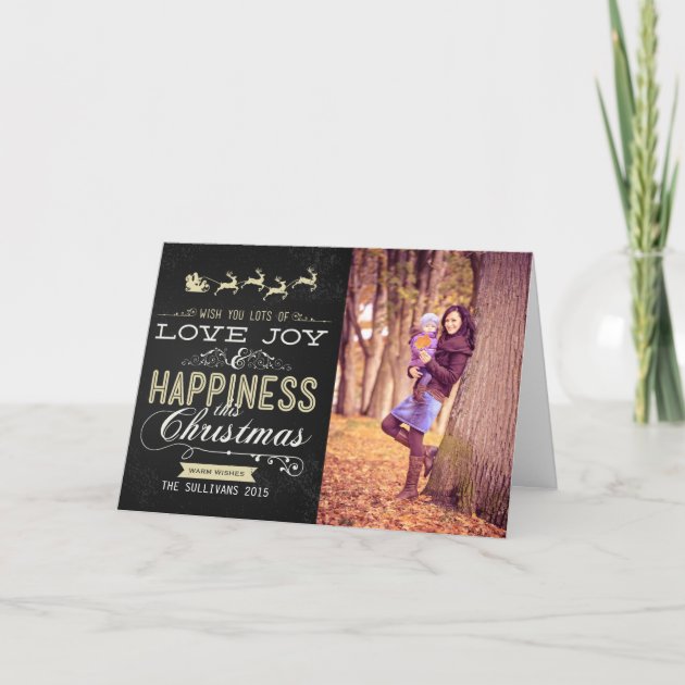 WHITE AND GOLD CHALKBOARD CHRISTMAS FOLDED CARD
