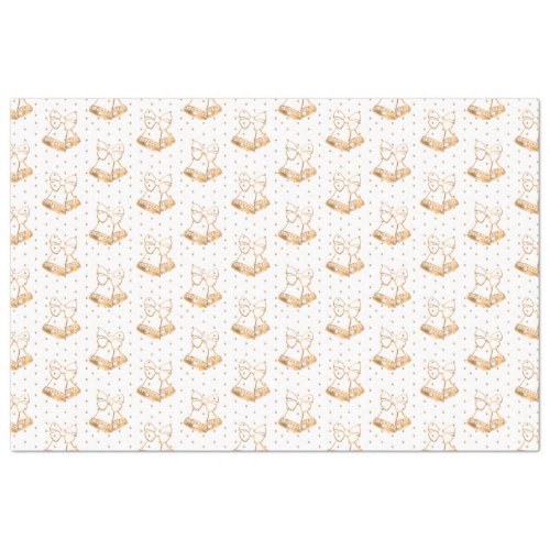 White and Gold Christmas Bells Tissue Paper