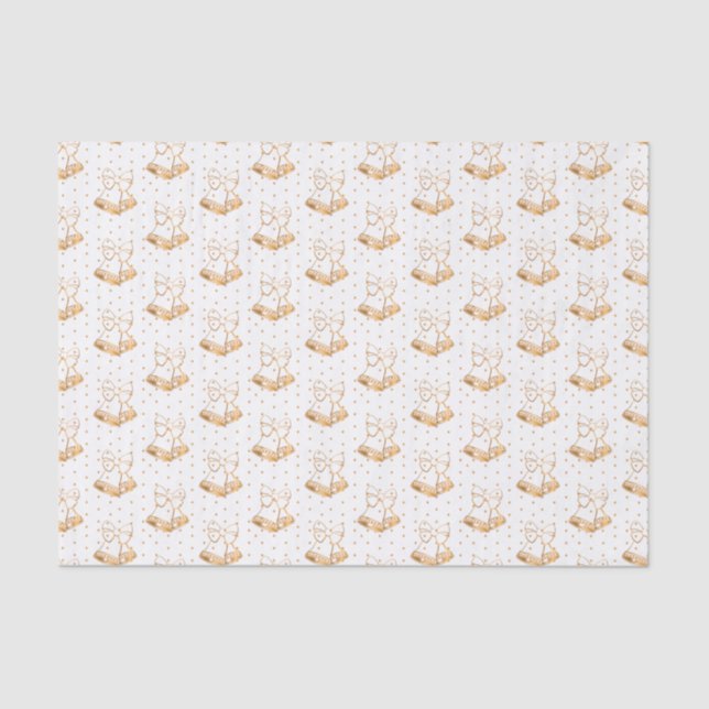 White and Gold Christmas Bells Tissue Paper (Front)