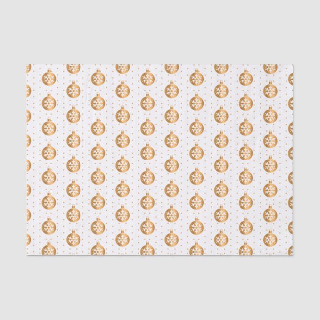 White and Gold Christmas Ornaments Tissue Paper (Front)