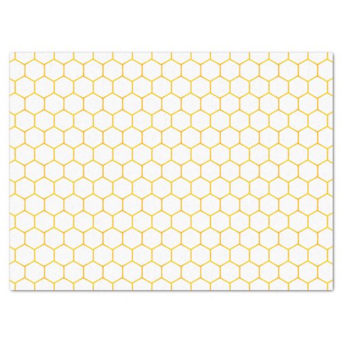 White and Gold Classy Geometric Honeycomb Pattern Tissue Paper