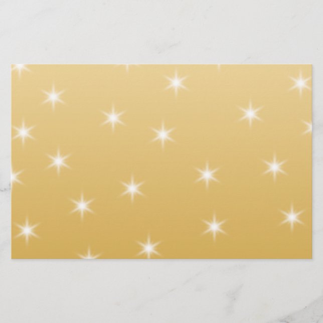 White and Gold Color Star Pattern Stationery (Front)