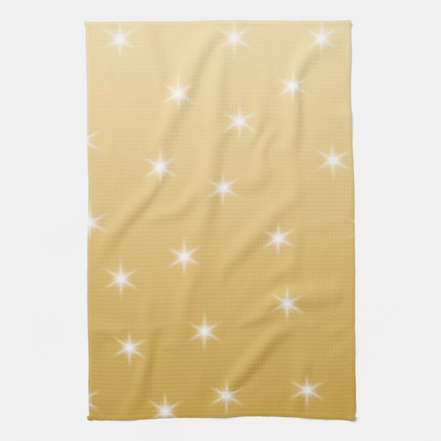White and Gold Color Star Pattern Towel (Vertical)