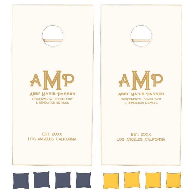 White and Gold Company  Cornhole Set (Set)