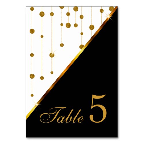 White and Gold Confetti Dot Strings _ Table Number