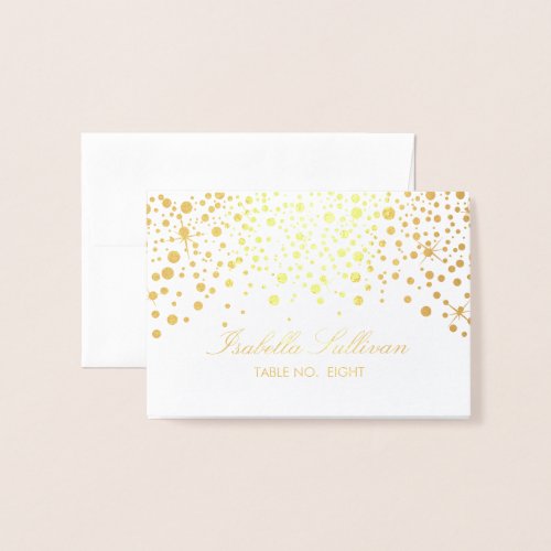 White and Gold Confetti Dots  Place Cards