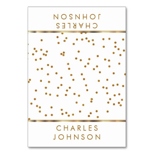 White and Gold Confetti Dots  Place Cards
