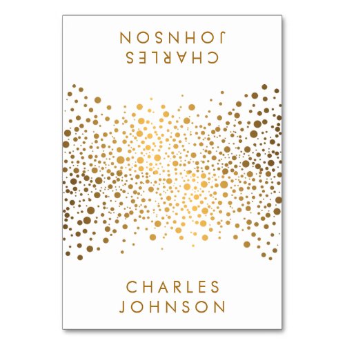 White and Gold Confetti Dots  Place Cards