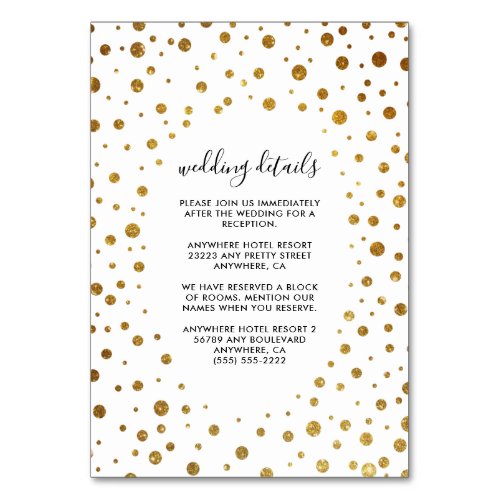 White and Gold Confetti Foil Wedding Insert Cards