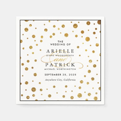 White and Gold Confetti Foil Wedding Napkins