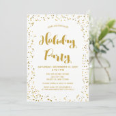 White and Gold confetti Modern holiday Party Invitation (Standing Front)