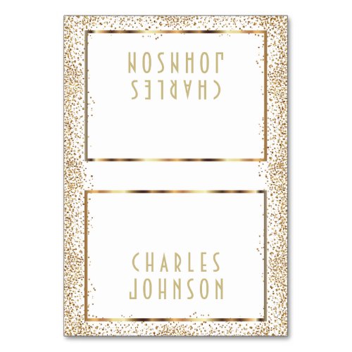 White and Gold Confetti  _ Place Cards