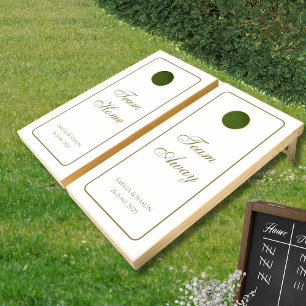 White and Gold Cornhole and Bag Toss Wedding Game