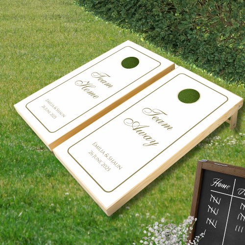 White and Gold Cornhole and Bag Toss Wedding Game