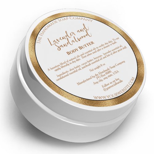White and Gold Cosmetics Jar Label w Ingredients