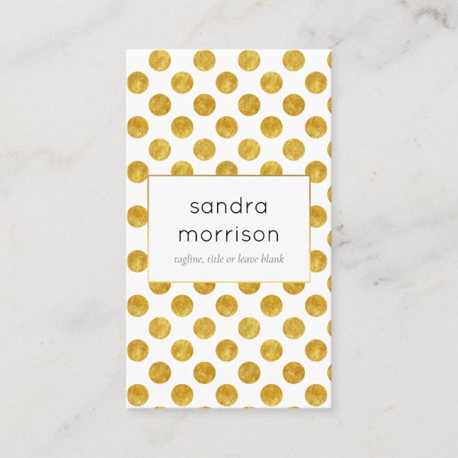 white and gold dotted business card (Front)