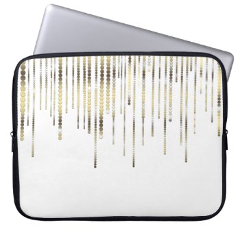White And Gold Drape Metallic Luxury Laptop Sleeve by SterlingMoon at Zazzle