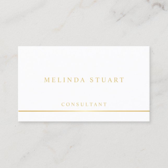 White and Gold Elegant Business Card (Front)