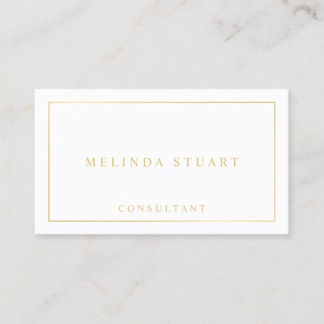 White and Gold Elegant Business Card (Front)