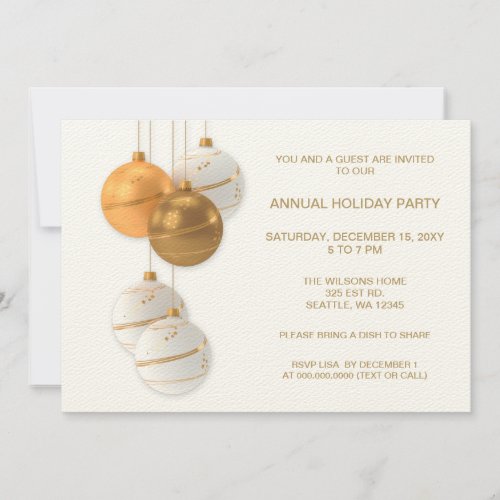 White and Gold Elegant Corporate Holiday Party Invitation
