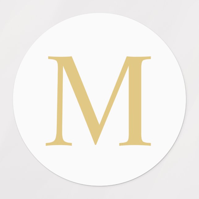 White and Gold Elegant Monogram Classic Round Stic Labels (Design 1)