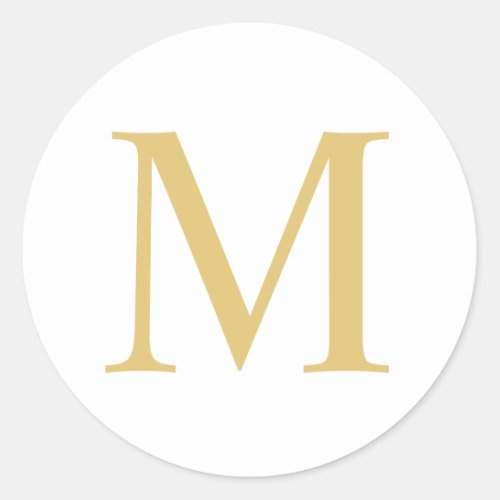 White and Gold Elegant Monogram Classic Round Sticker