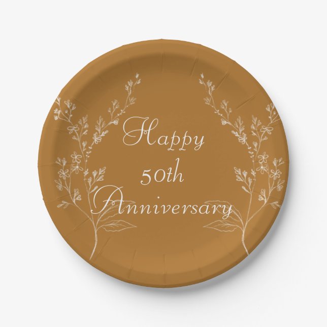 White and Gold Elegant Paper Plate (Front)