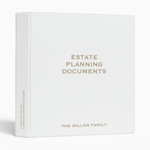 White and Gold Estate Planning Binder