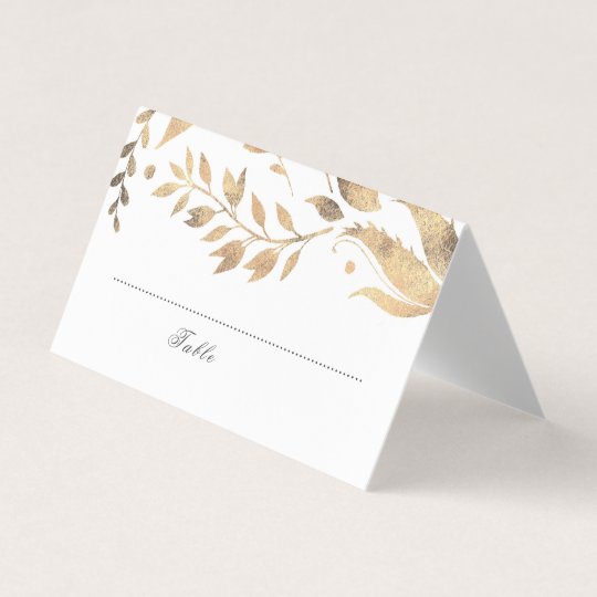 White and Gold Fall Leaves Wedding Place Card | Zazzle.com