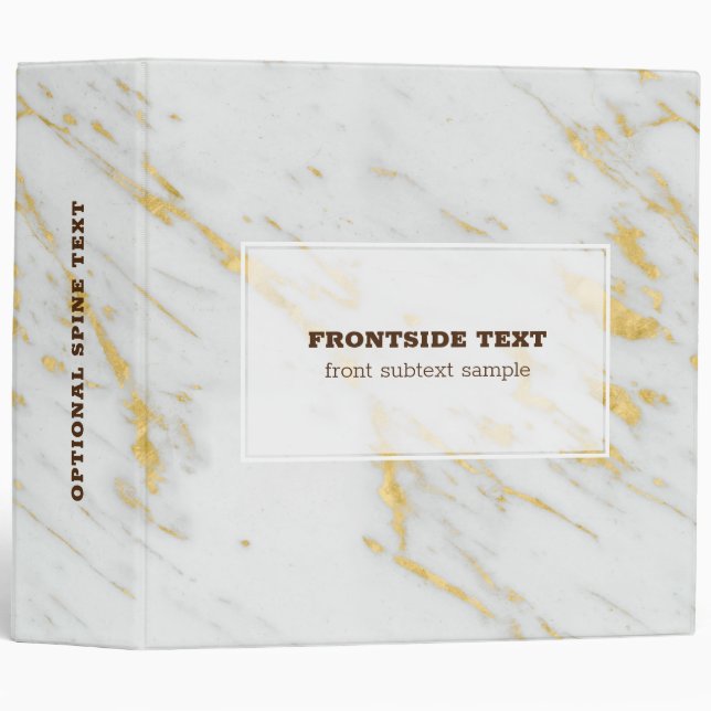 White and gold faux marble background 3 ring binder (Front/Spine)