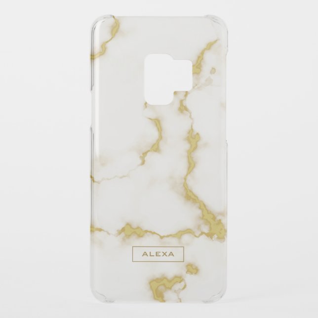 White and gold faux marble uncommon samsung galaxy case (Back)