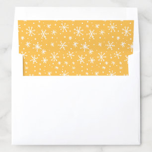 White and Gold Festive Snowflake Doodles Envelope Liner