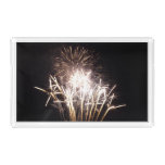 White and Gold Fireworks I Patriotic Celebration Acrylic Tray